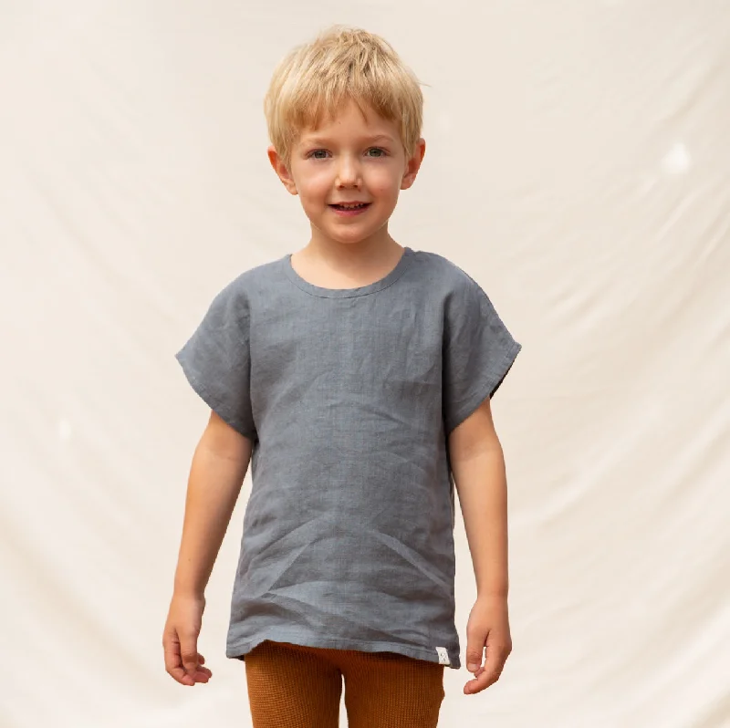 Arlo Linen T-Shirt - Storm Blue (2-10y)Layered T-Shirts