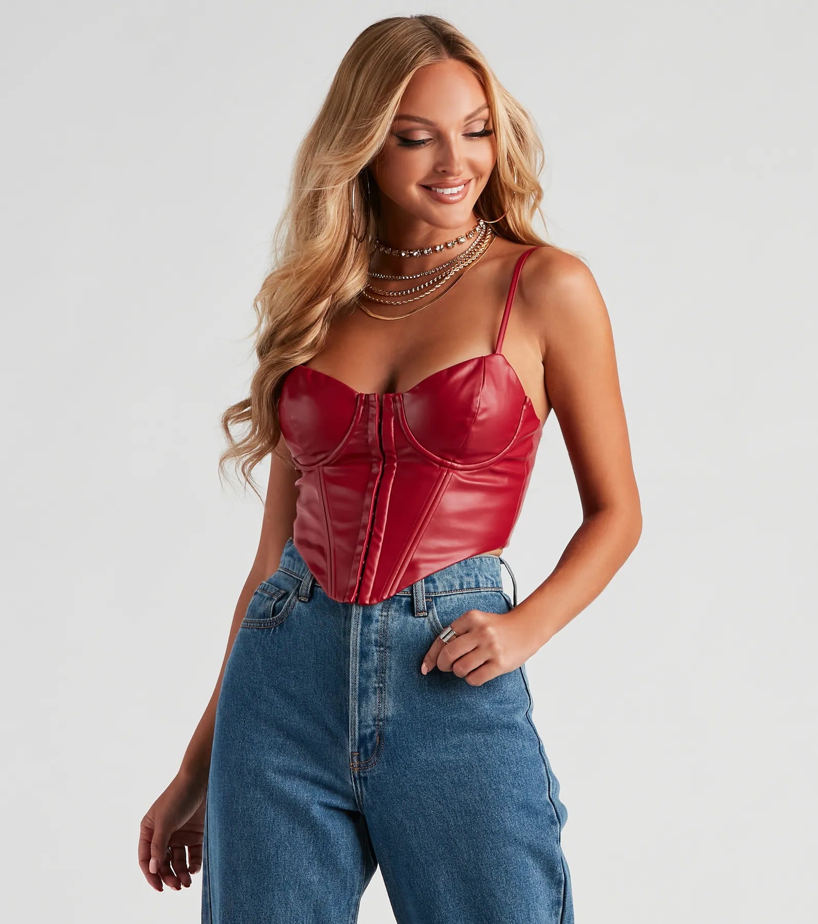 TightpantHigh Roads Faux Leather Corset Crop Top